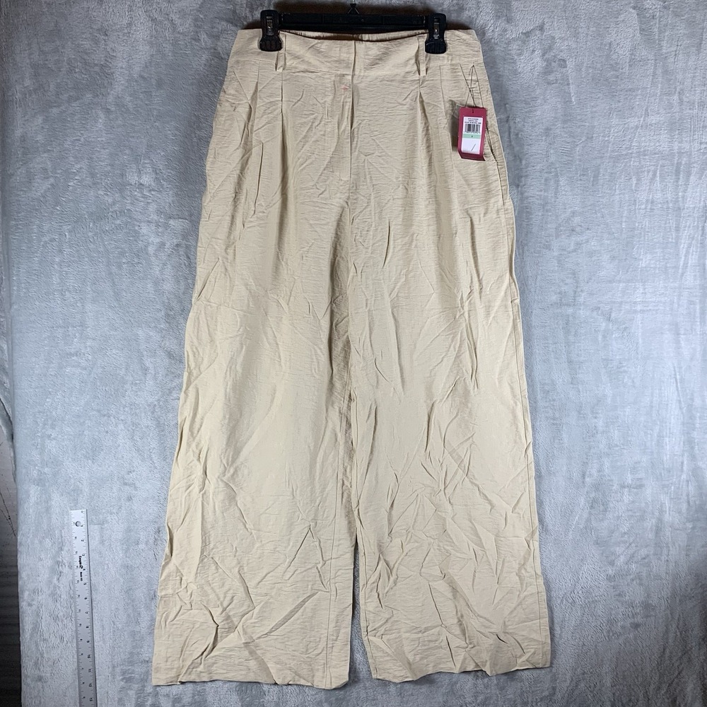 Vince Camuto Women's Pants 8 Wide Leg Sand‎ Tan Pockets Nylon